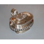 A George IV demi fluted silver pedestal mustard pot, no liner, William, Charles & Henry Eley,