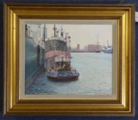 Terence Storey (1923-), oil on board, Tug boat in Falmouth harbour, signed, 23 x 29cm