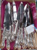 A set of eight modern silver handled table knives and six dessert knives, United Cutlers Ltd,