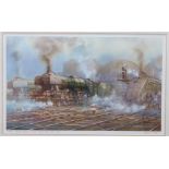 David C Bell, limited edition print, Flying Scotsman leaving Kings Cross, signed in pencil, 77/