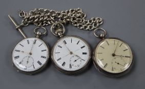 An Edwardian silver pocket watch, retailed by Yabsley, London, case diameter 46mm, on a silver