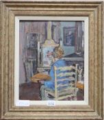Prue Sapp (1928-2013), oil on board, 'Mary Remington at her easel', signed, 2004 Mall Gallery