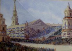 J. Franks, watercolour, St Martins Church, London, Queens Jubilee 1897, signed and dated '97, 26 x