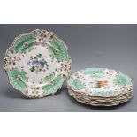A set of six 19th century Ridgways gilt and floral porcelain plates, diameter 23cmCONDITION: Signs