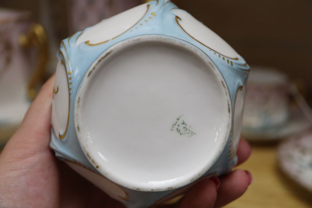 A Limoges porcelain part coffee service, with floral decoration heightened in gilt (9 pieces), - Image 3 of 3