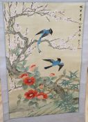 A Chinese scroll painting of birds, 85 x 54cm