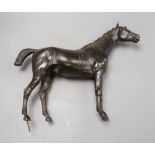 A late 19th/early 20th century bronze figure of a horse, height 30cm, lacking base