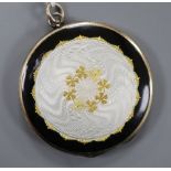 An early-mid 20th century Norwegian? 925S and enamel circular pendant locket, maker, S.G. 35mm,