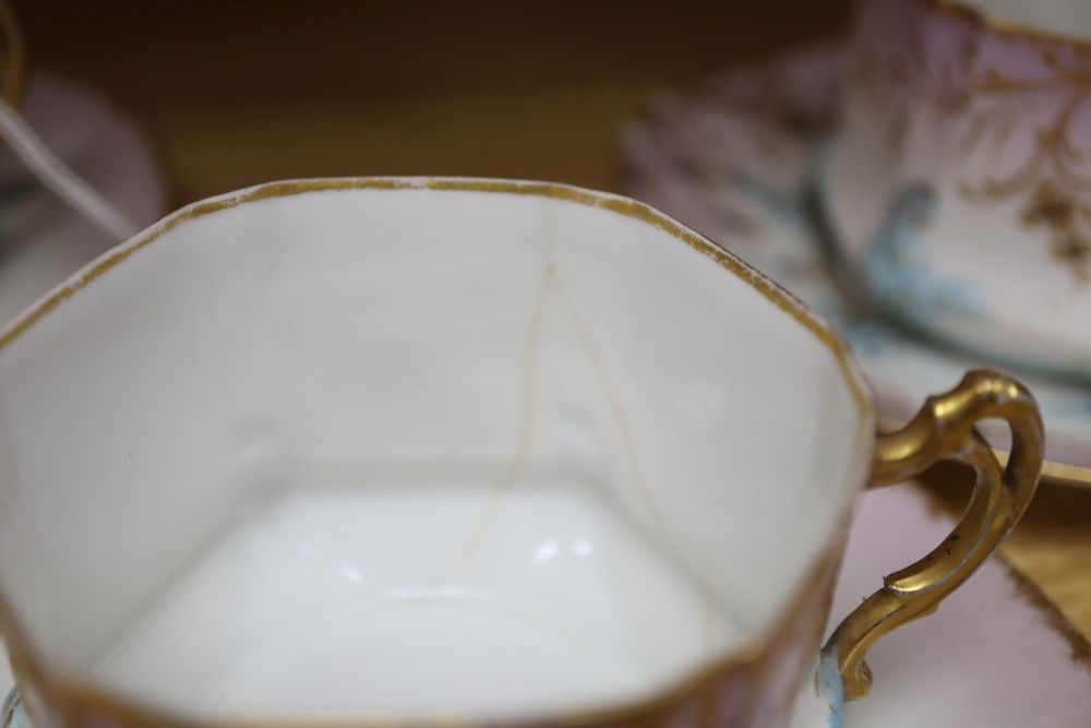 A Limoges porcelain part coffee service, with floral decoration heightened in gilt (9 pieces), - Image 2 of 3