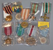 Nine Polish Italian and Belgium WWII medals