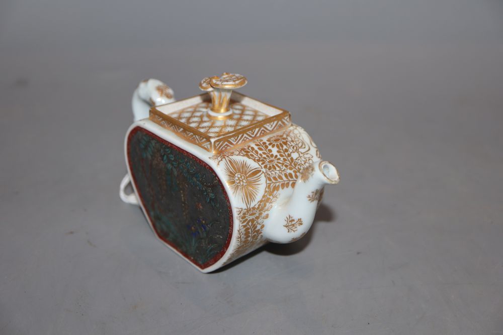 An early 20th century Japanese ceramic and cloisonne teapot and cover signed to lid interior, height - Image 2 of 4