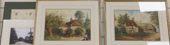 J T Farnsworth, pair of watercolours, Wollaton Lane and Leenside, signed and dated 1887 and two