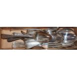 A set of six Edwardian silver Old English pattern dessert forks, Walker and Hall, Sheffield, 1908,