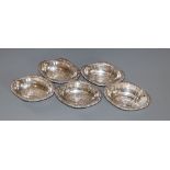 A set of six 20th century Austrian 800 white metal oval bon bon dishes, 10.2cm, 6.5oz.CONDITION: One