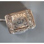 A late George III silver vinaigrette with foliate decoration, John Bettridge, Birmingham, 1819,