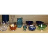 Four Copenhagen silver mounted bowls together with other Studio glass, tallest 8cm