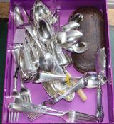 A group of 19th century and later assorted silver flatware, including a George III Irish tablespoon,