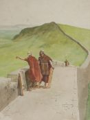 William Barnes Wollen (1854-1936), watercolour, Roman Soldiers on Hadrian's Wall, signed, 36 x