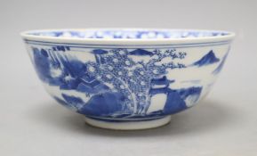 A 19th century Chinese blue and white bowl, diameter 18cmCONDITION: There is an area of imperfection