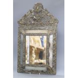 A 19th century French brass mounted wall mirror, height 59cm