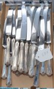A set of eight modern silver handled table knives and eight dessert knives, Cooper Brothers &