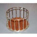 A modern open wire work silver bottle coaster, Clive Edward Burr, London, 1973, diameter 10cm, gross