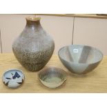 Four pieces of Studio pottery, to include a Mary White bowl d. 27cm, and a Bryan Newman bowl, d.