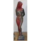 A large bronze figure of a standing nude woman, 86cm