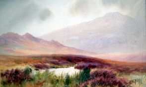 Herbert W. Hicks (1880-1944), watercolour, Moorland scene, signed, 13.5 x 22cmCONDITION: Probably