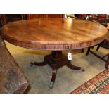 A Regency rosewood circular breakfast table, 128cm diameter, H.69cmCONDITION: The top has a nice