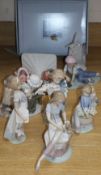 Eleven pieces of Lladro, including figurines