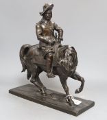 A 19th century French bronze equestrian group of Oliver Cromwell,H. 39cm