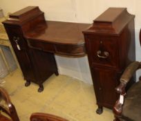 A Regency mahogany pedestal sideboard, W.153cm, D.48cm, H.110cmCONDITION: The central section has