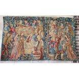 A 17th century style polychrome tapestry wall hanging, W.200, H.115cm