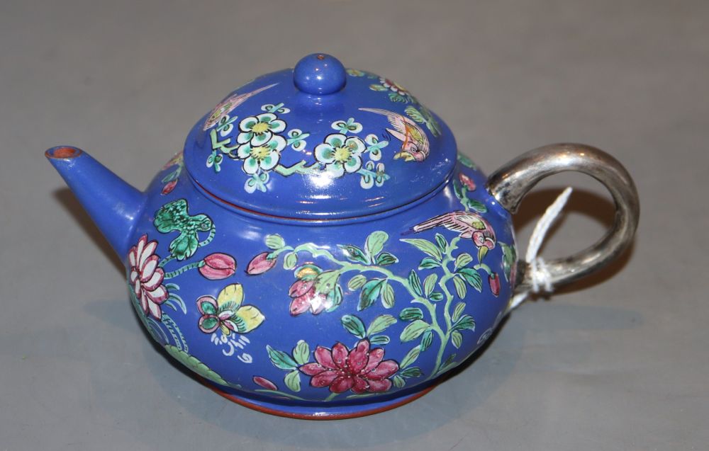 A Chinese enamel painted miniature teapot