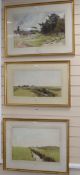 Jex Blake (20th century), Camber Castle, Rye, signed and inscribed and two other watercolours of