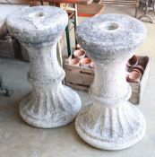 A pair of cast stone garden pedestals, Diameter 38cm, H.74cm