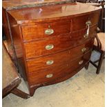 A Regency mahogany bowfront chest, W.106cm, D.52cm, H.100cmCONDITION: Top scuffed, both sides have