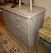 A Victorian bleached pine chest of drawers, W.116cm, D.52cm, H.104cm