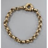 An early 20th century 9ct circular link bracelet, 19cm, 10.5 grams.