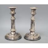 A pair of old Sheffield plate telescopic candlesticks