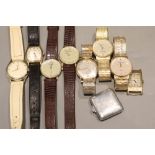 Six assorted gentleman's 9ct gold wrist watches including Waltham, Ingersoll & Rotary and three