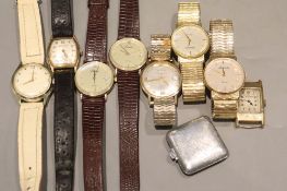 Six assorted gentleman's 9ct gold wrist watches including Waltham, Ingersoll & Rotary and three