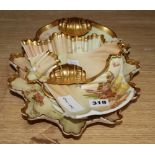 A Royal Worcester shell shaped blush floral dish and another (a.f.)