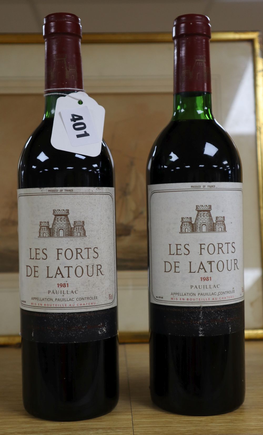 Two bottles of Les Forts de Latour (2nd wine Chateau Latour) -Pauillac, 75cl, 1981