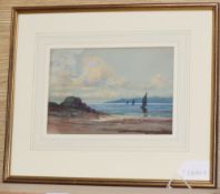 Colin Hunter (1841-1904), watercolour, View along the Scottish coast, signed, 15 x 22cm