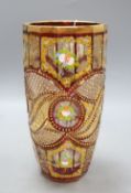 A Bohemian gilt and enamel overlay glass vase, c.1870, height 26.5cm