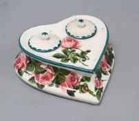 A Wemyss cabbage rose heart-shaped inkstand, height 6cmCONDITION: Heavily crazed throughout. One