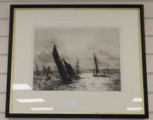 William Lionel Wyllie, etching, 'Stiff Breeze', signed in pencil, 33 x 44cm