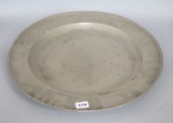 A pewter charger, c.1880. Provenance: North Mymms Park, Hertfordshire